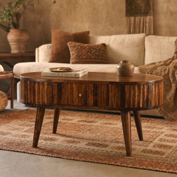 Stripe Chestnut Coffee Table | Solid Mango Wood
