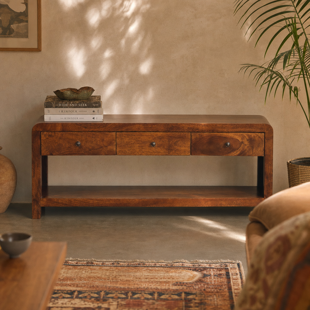 Aspen Media Unit | Solid Mango Wood
