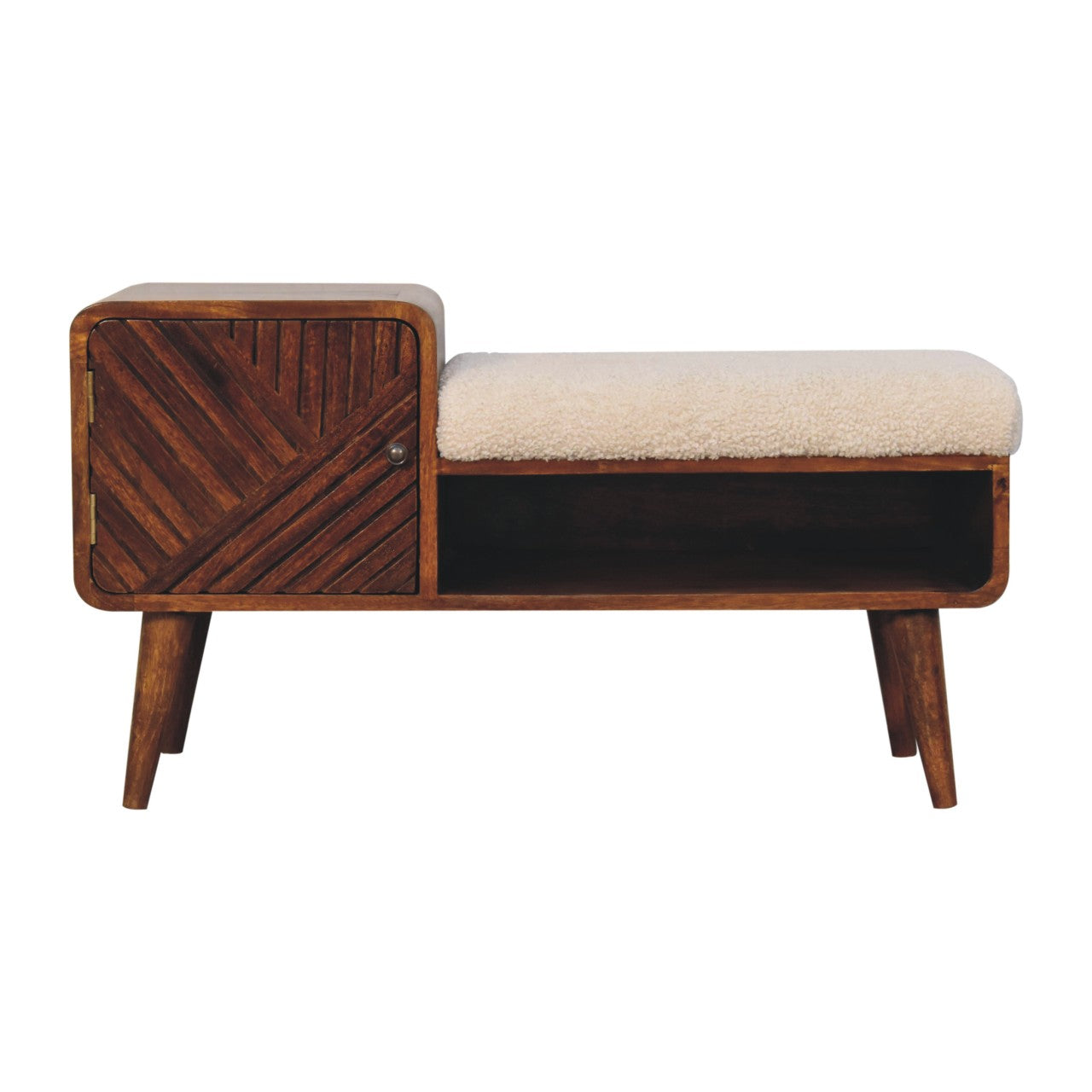 Boucle Carved Chestnut Telephone Table | Solid Mango Wood