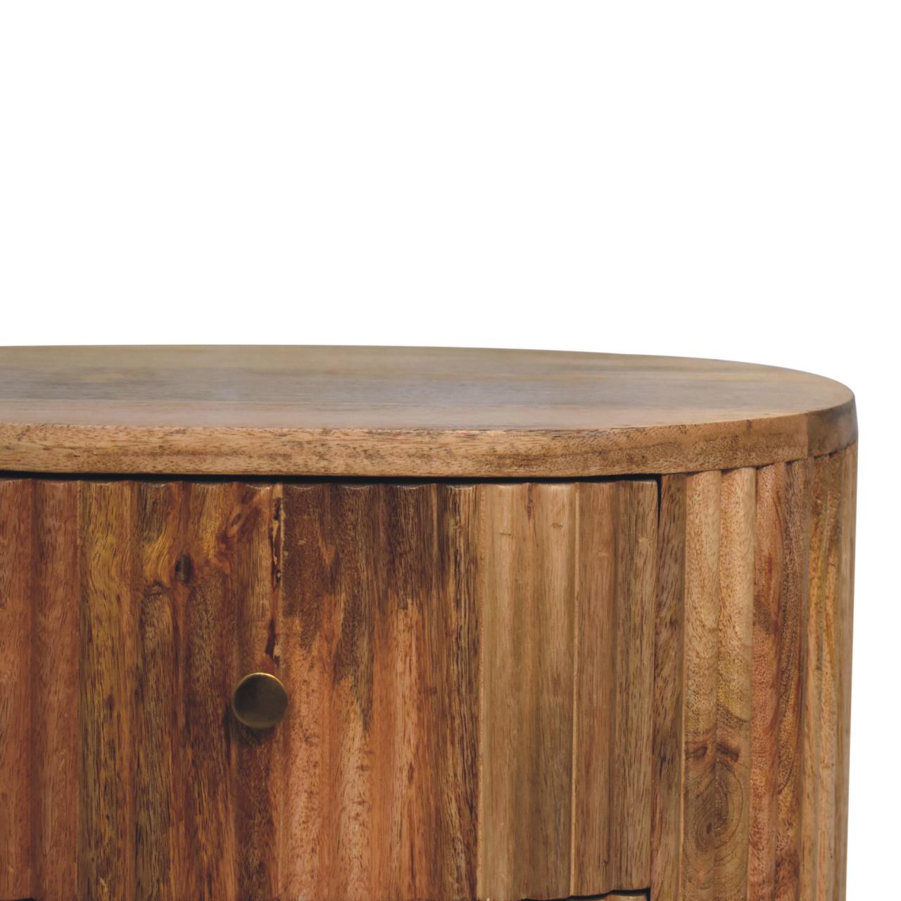 Soba Ball 3 Drawer Bedside Table | Solid Mango Wood