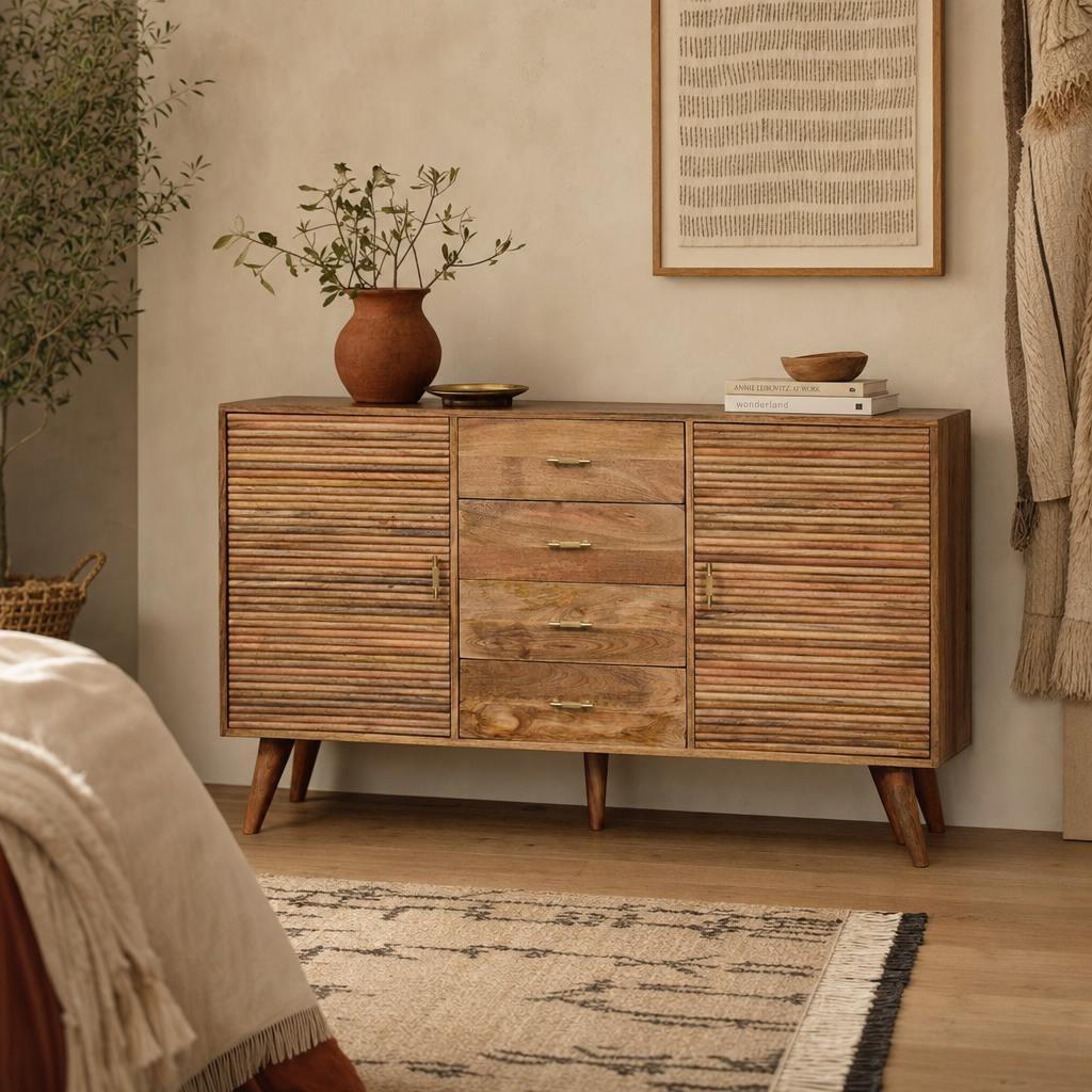 Soba T-Bar Large Nordic Chest | Solid Mango Wood