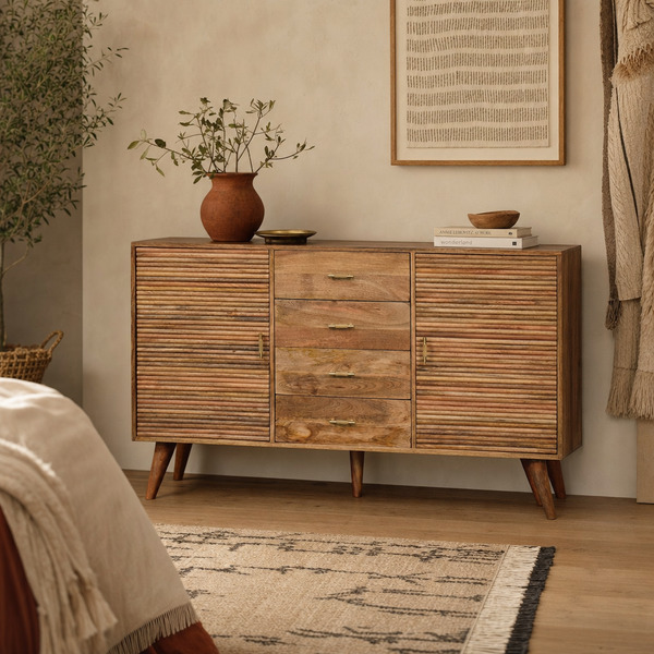 Soba T-Bar Large Nordic Chest | Solid Mango Wood