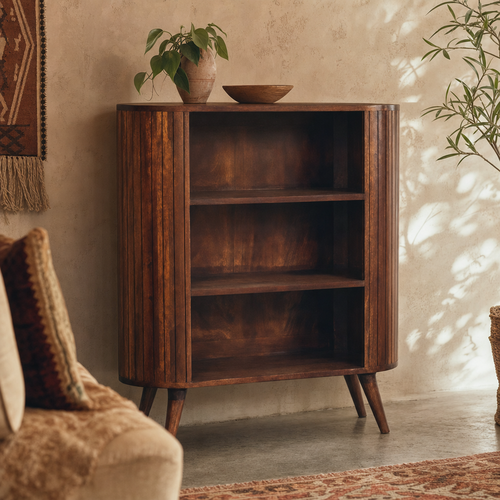 Cortez Chestnut Open Cabinet | Solid Mango Wood
