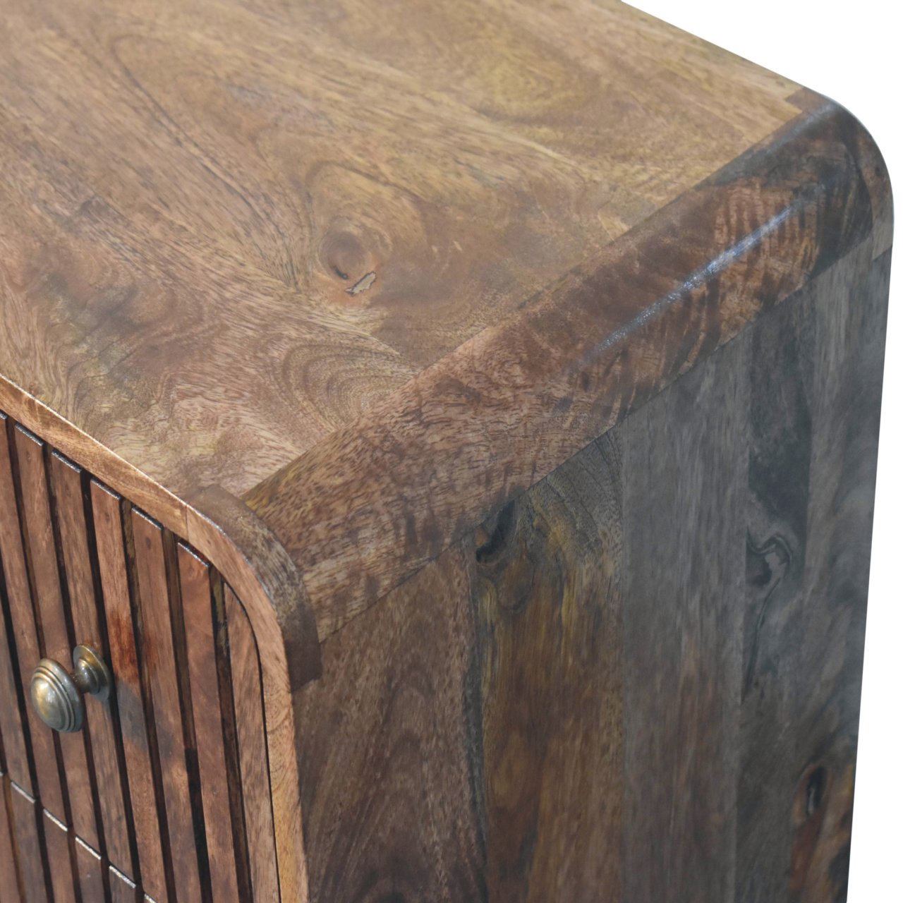 Honey Caramel T-bar Ridged Chest | Solid Mango Wood
