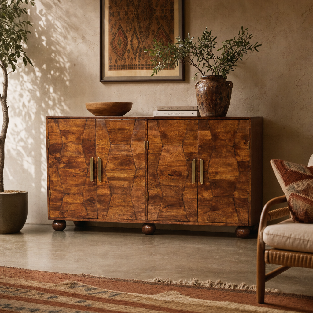 Wavecrest Chestnut Cabinet | Solid Mango Wood
