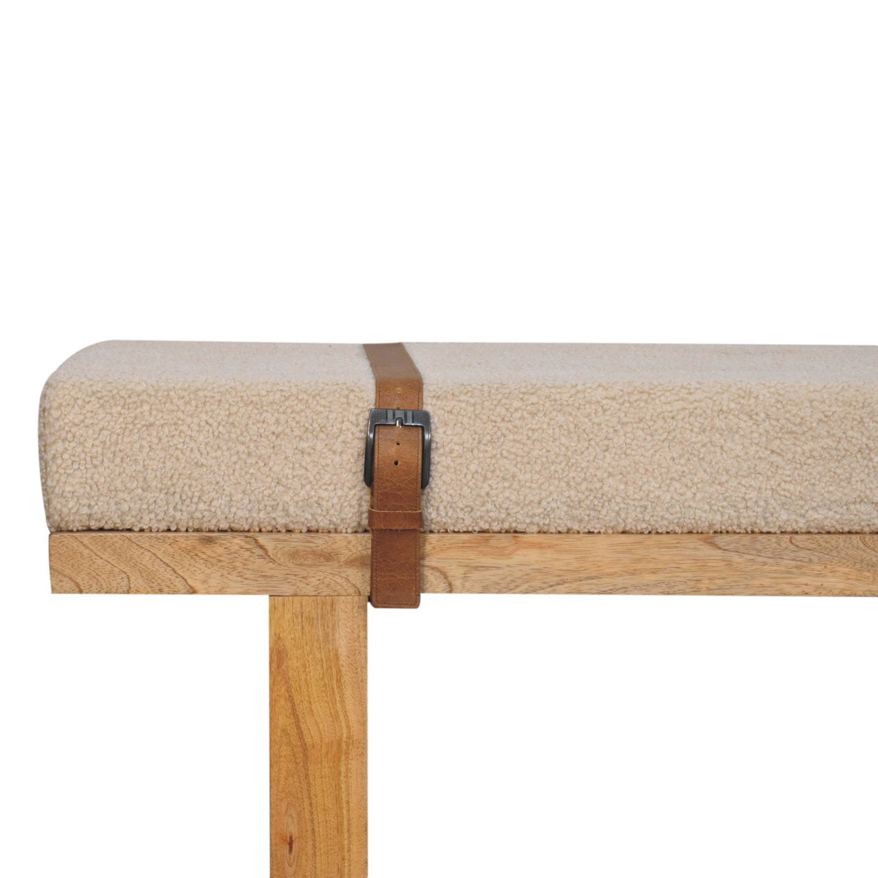 Belmont Cream Boucle Bench | Solid Mango Wood