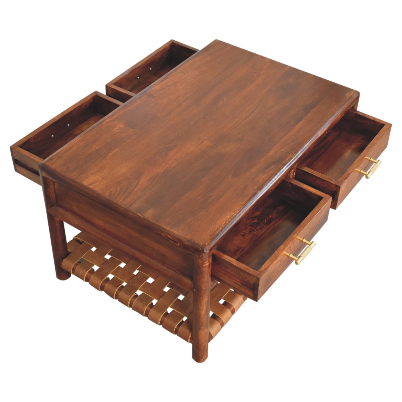 Regency Woven Coffee Table with 4 drawers | Solid Mango Wood