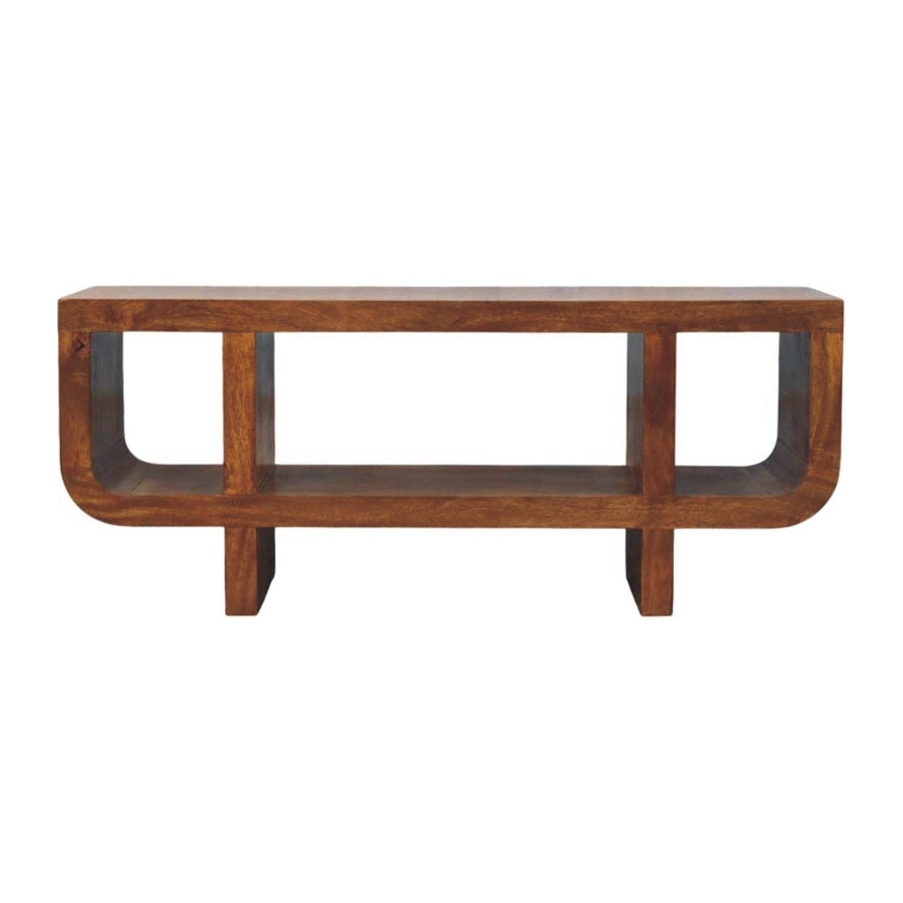Orion Curved Chestnut Media Unit | Solid Mango Wood