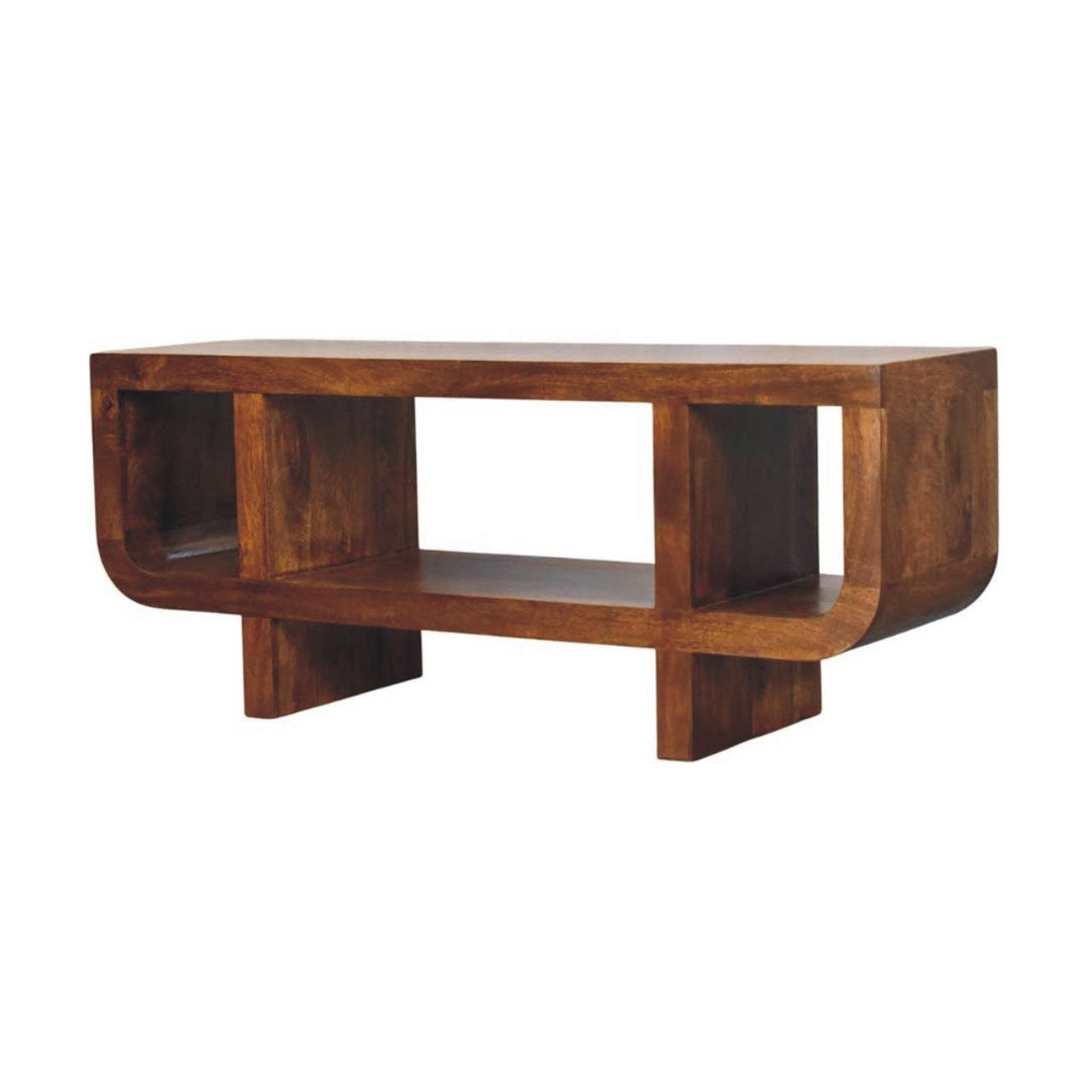 Orion Curved Chestnut Media Unit | Solid Mango Wood