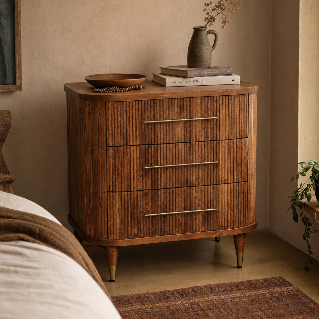 Emerson Ribbed 3-Drawer Chest | Solid Mango Wood