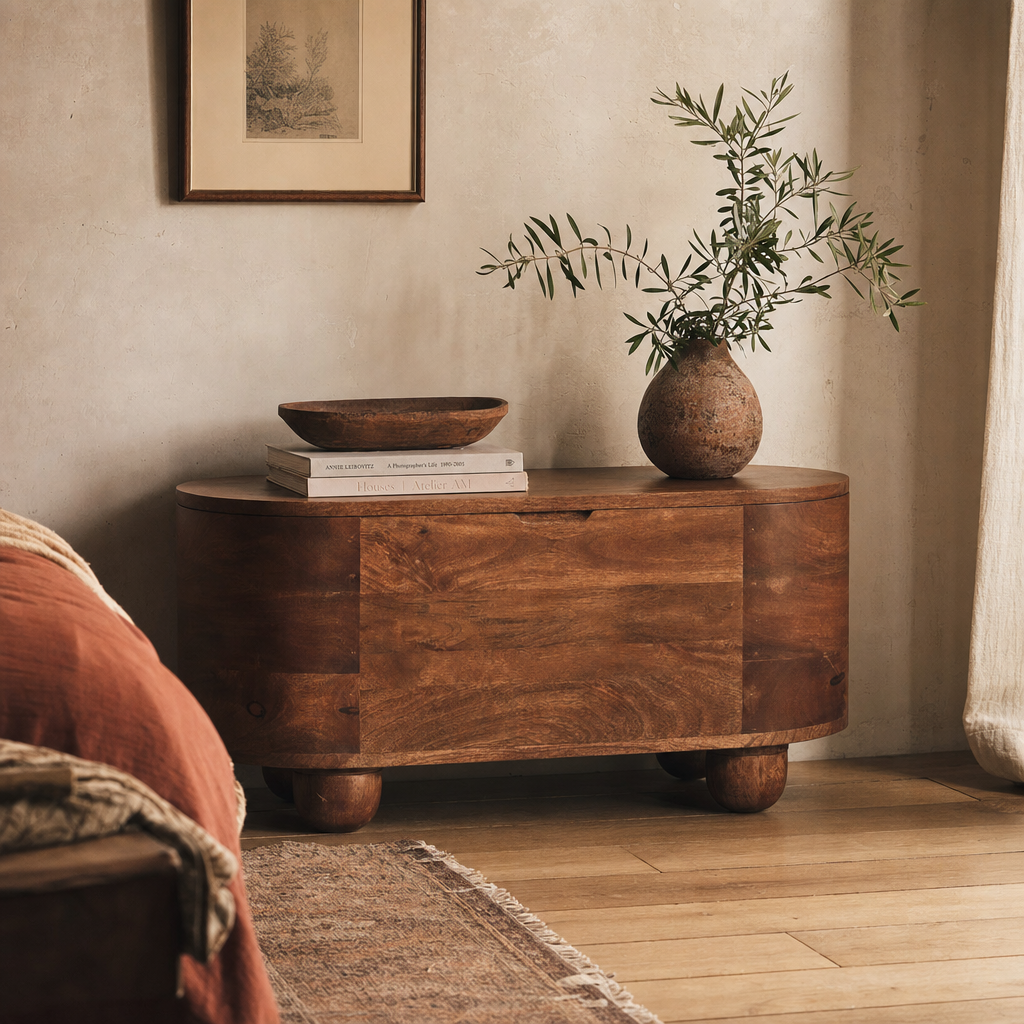 Curva Storage Trunk | Solid Mango Wood