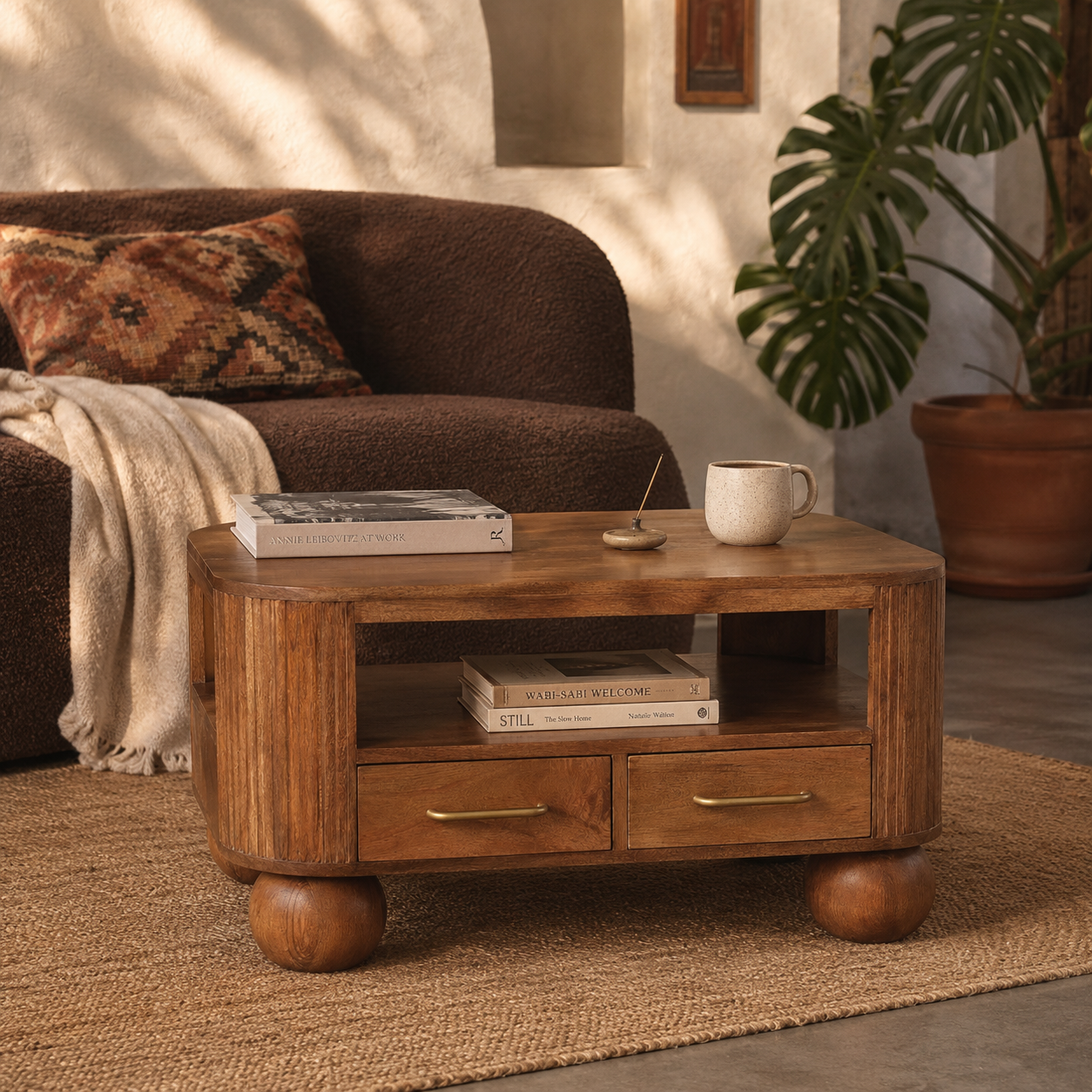 Briarwood Fluted Coffee Table | Solid Mango Wood