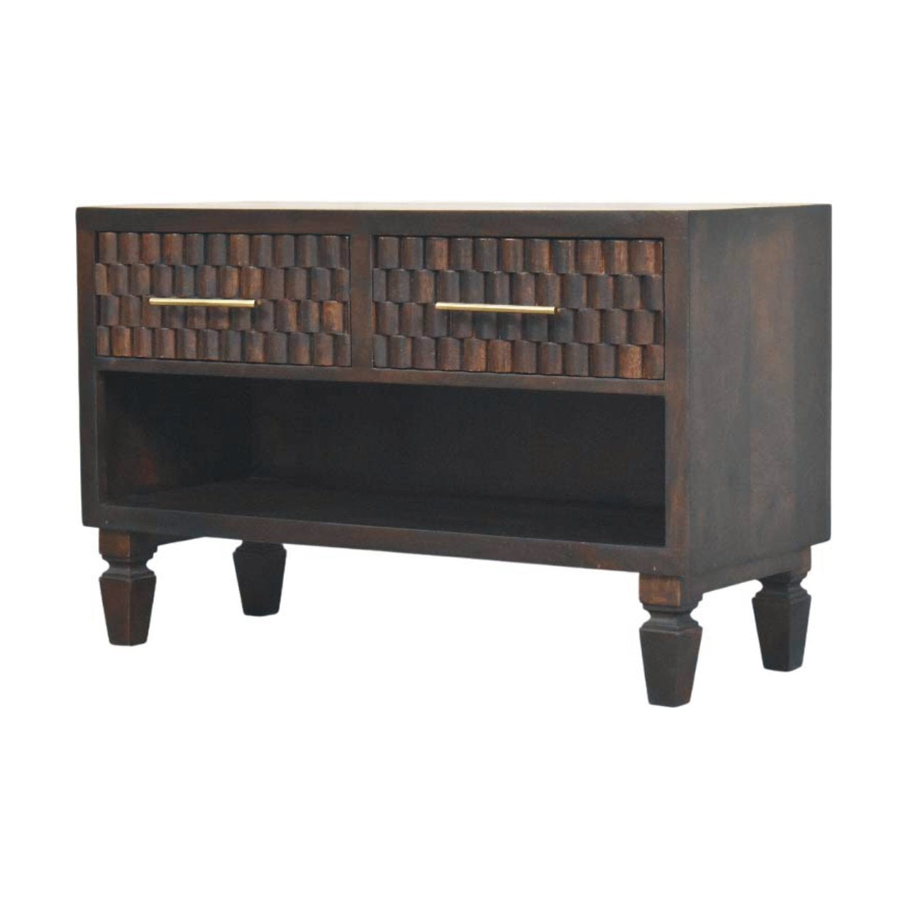 Cadiz Carved Shoe Storage Bench | Solid Mango Wood