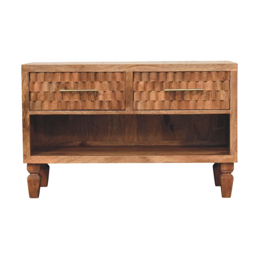 Cadiz Carved Entryway Shoe Cabinet | Solid Mango Wood