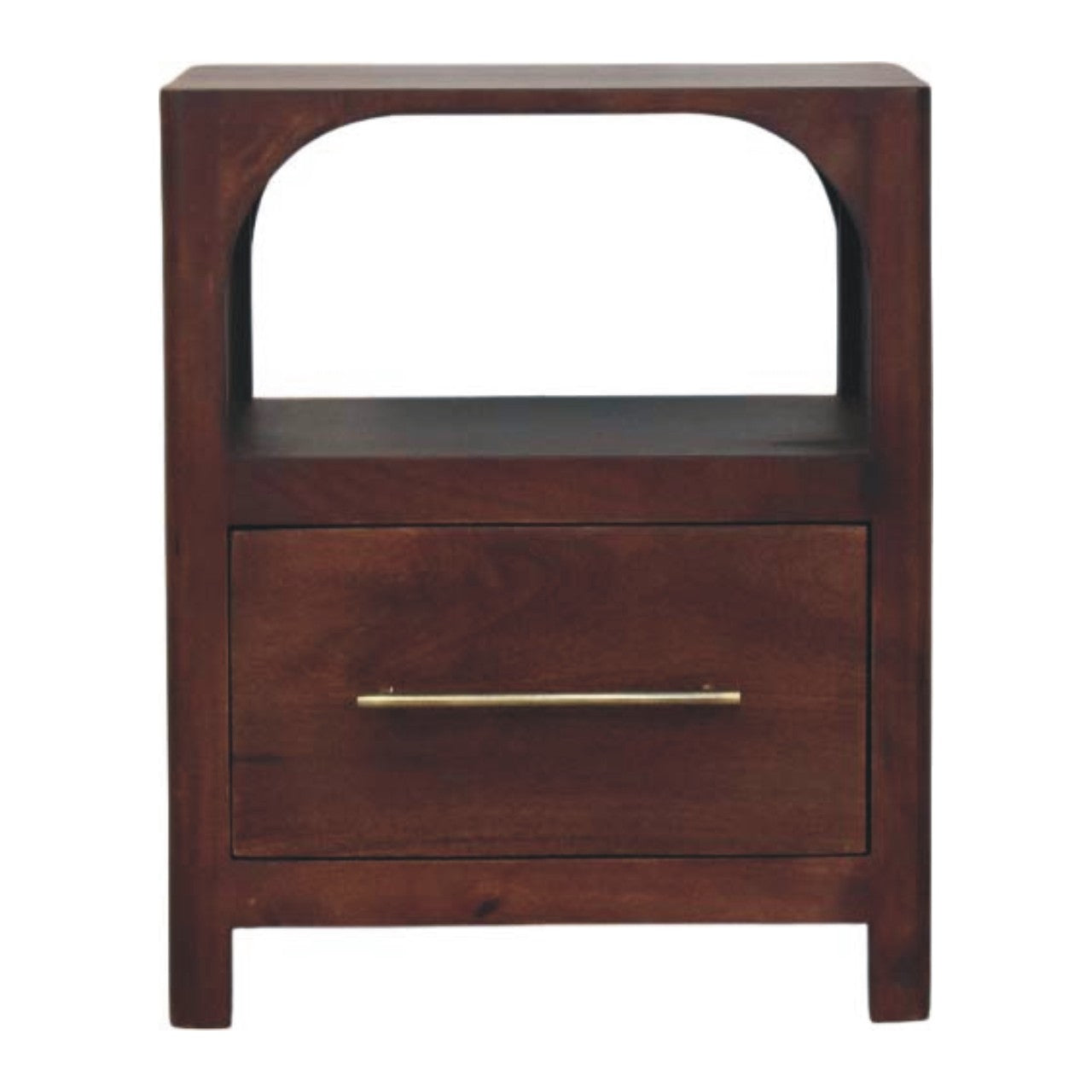 Arched Edge 1 Drawer Bedside Table | Solid Mango Wood