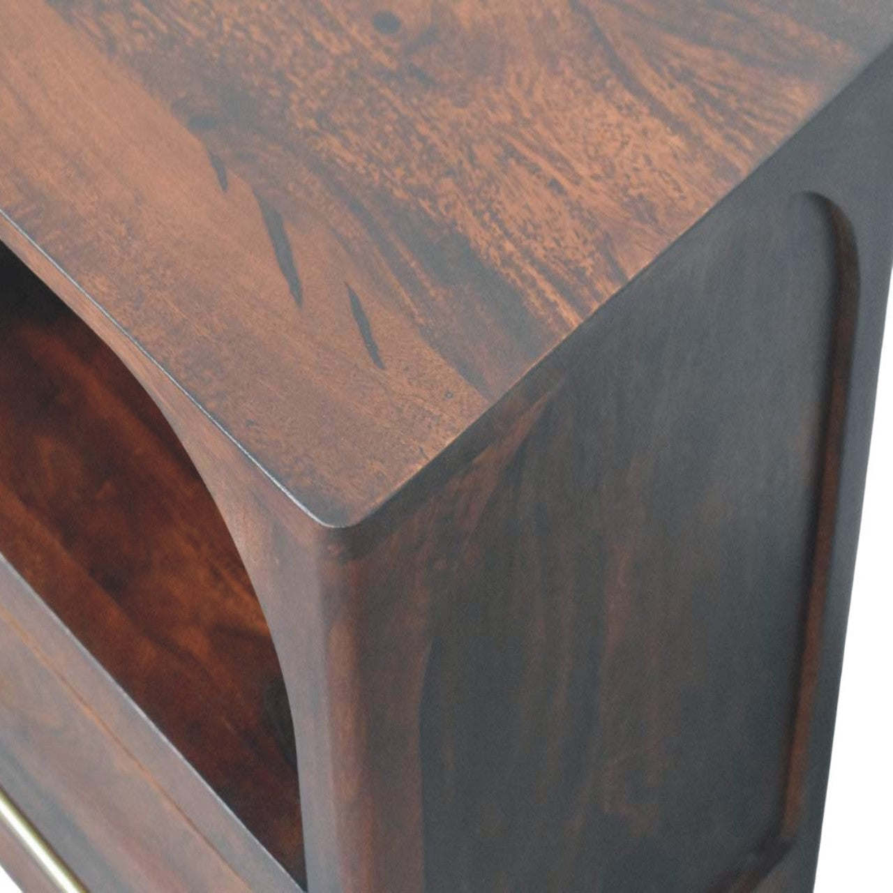 Arched Edge 1 Drawer Bedside Table | Solid Mango Wood