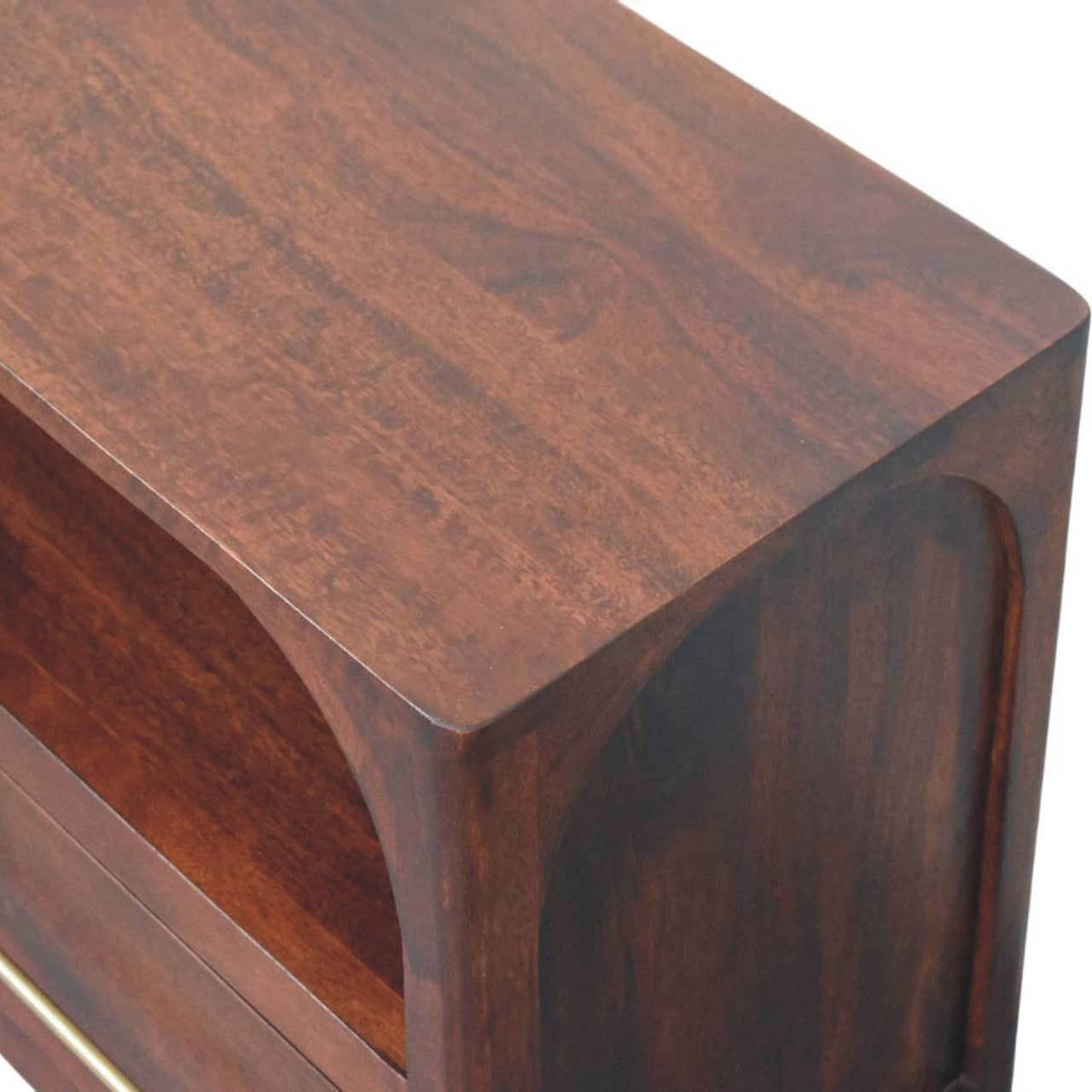 Arched Edge 2 Drawer Media Unit | Solid Mango Wood