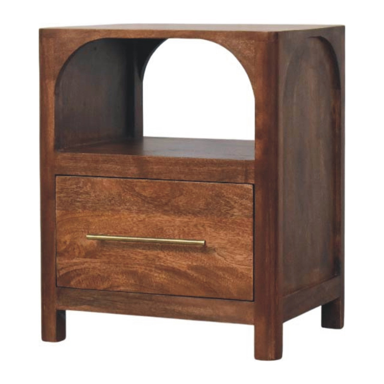 Arc-Line Bedside Table | Solid Mango Wood