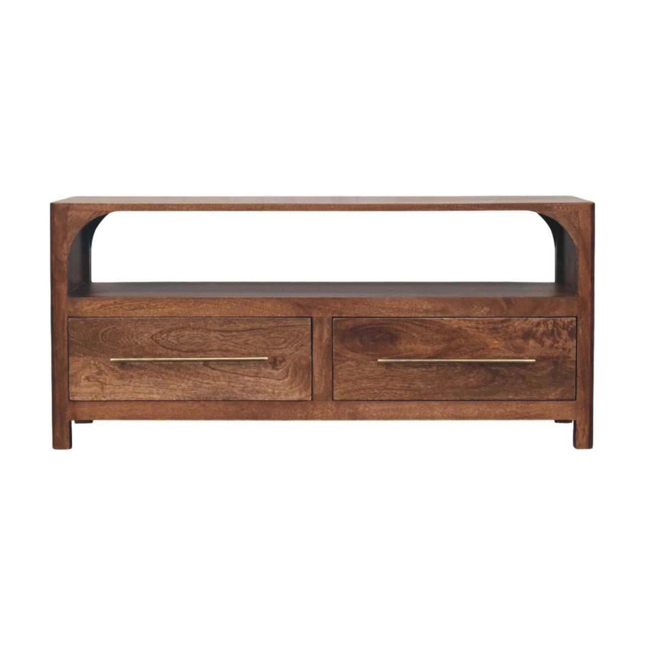 Arc-Line Media Console | Solid Mango Wood