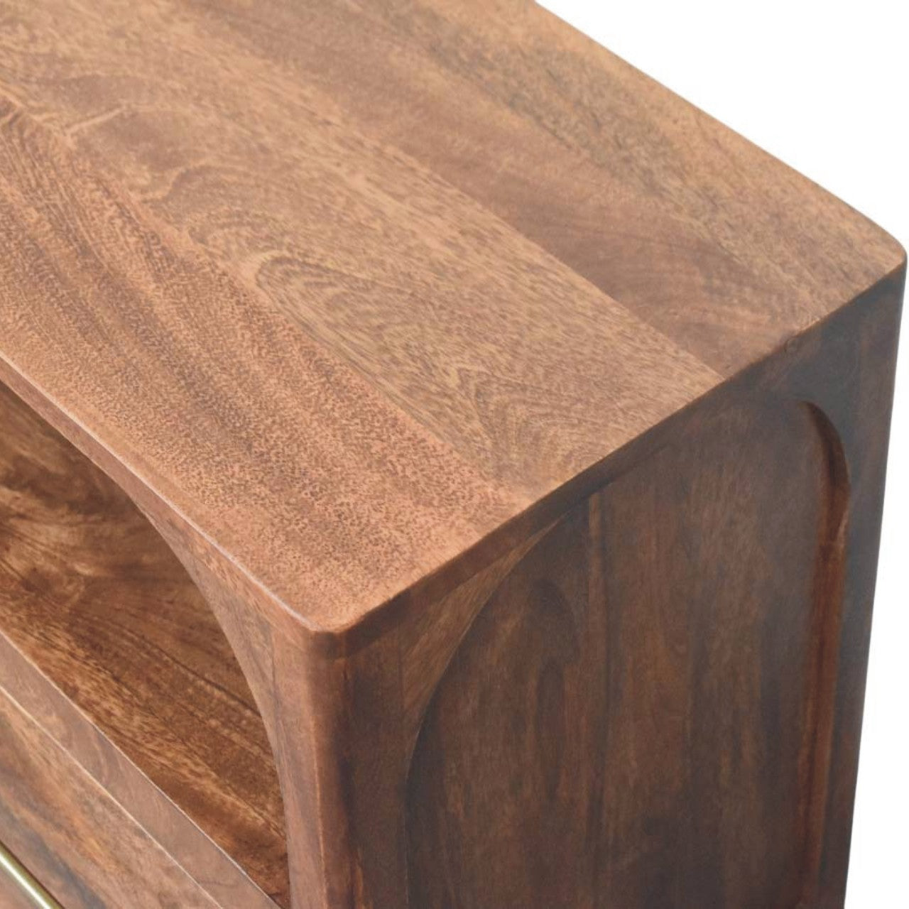 Arc-Line Media Console | Solid Mango Wood