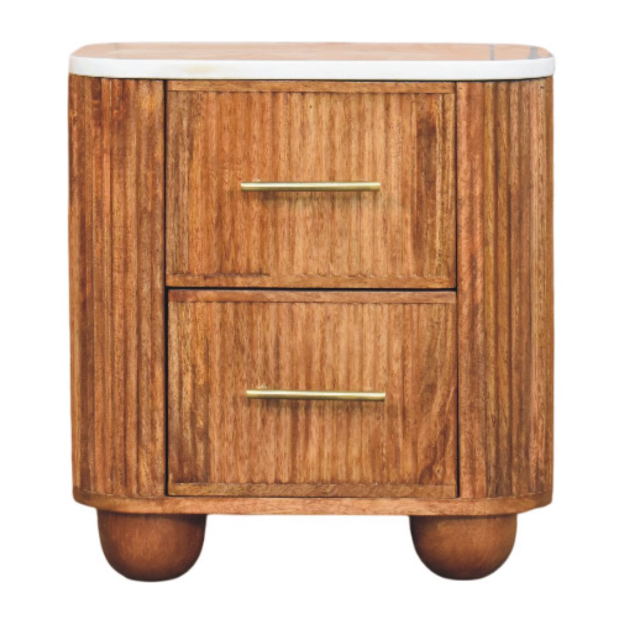 Aurora Marble Bedside Table | Solid Mango Wood