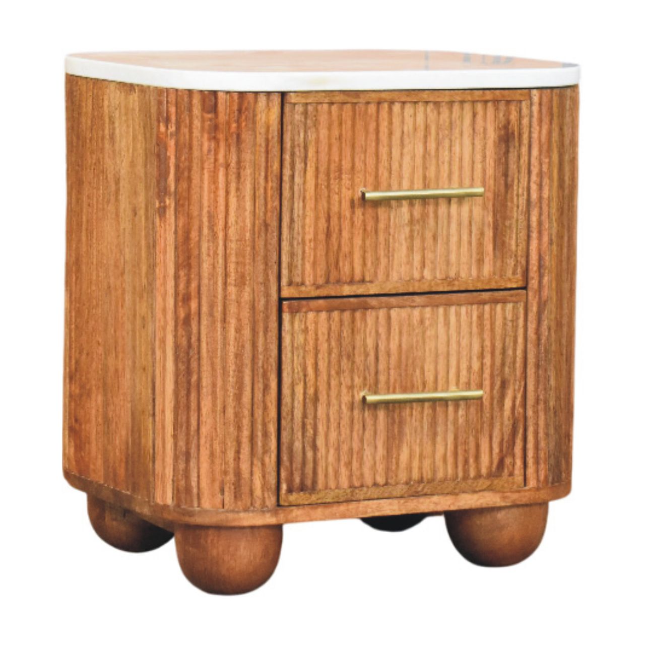 Aurora Marble Bedside Table | Solid Mango Wood