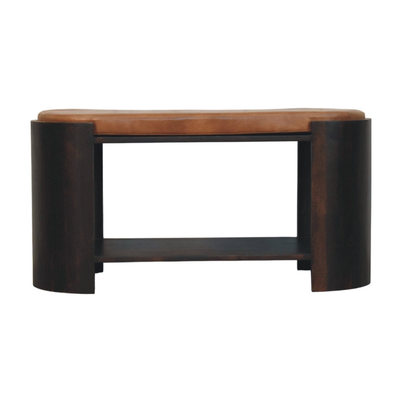 Valencia Leather Shoe Bench | Solid Mango Wood