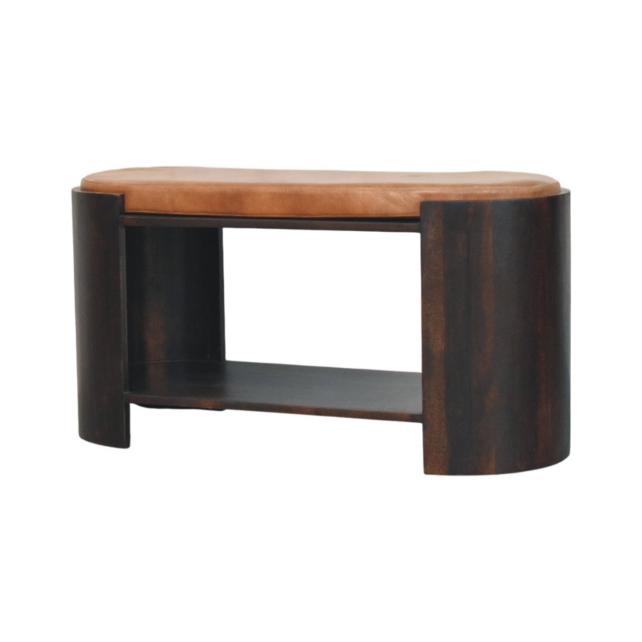 Valencia Leather Shoe Bench | Solid Mango Wood