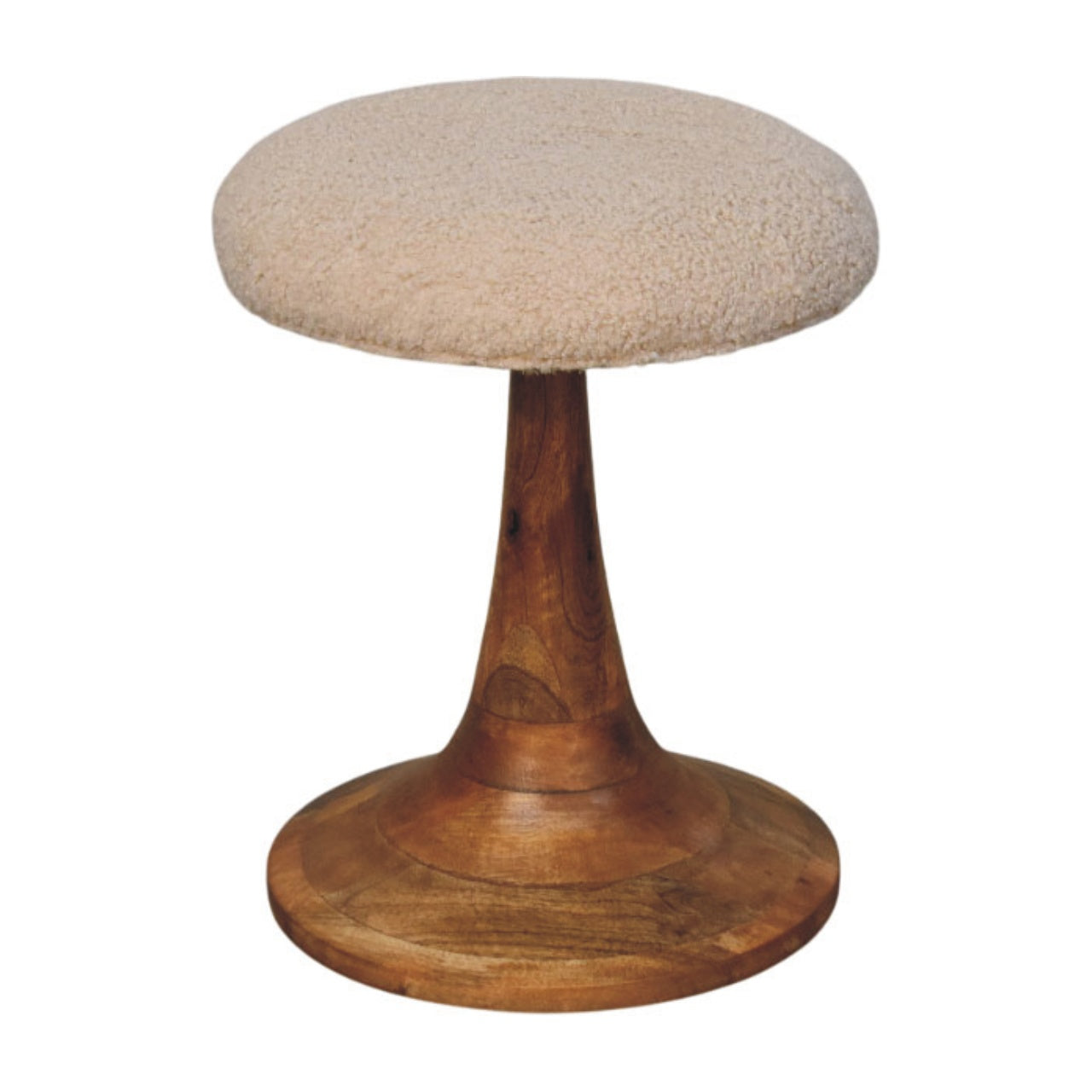 Boucle Teak Accent Stool | Solid Mango Wood