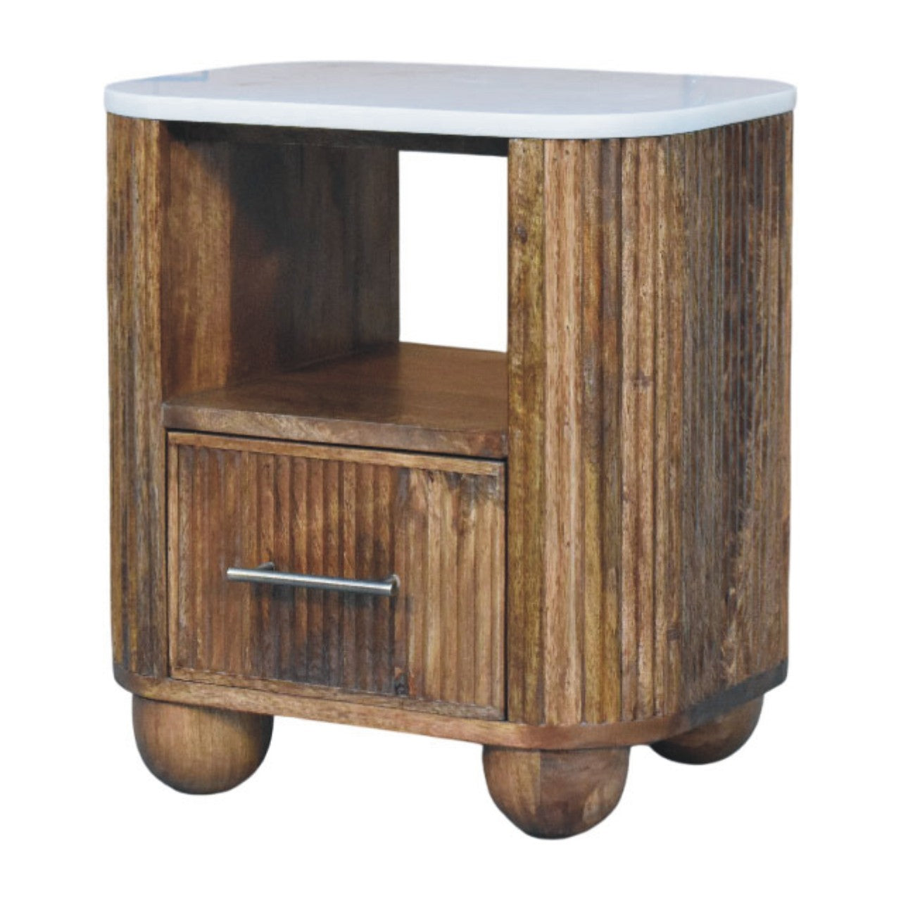 Beaumont Marble Bedside Table | Solid Mango Wood
