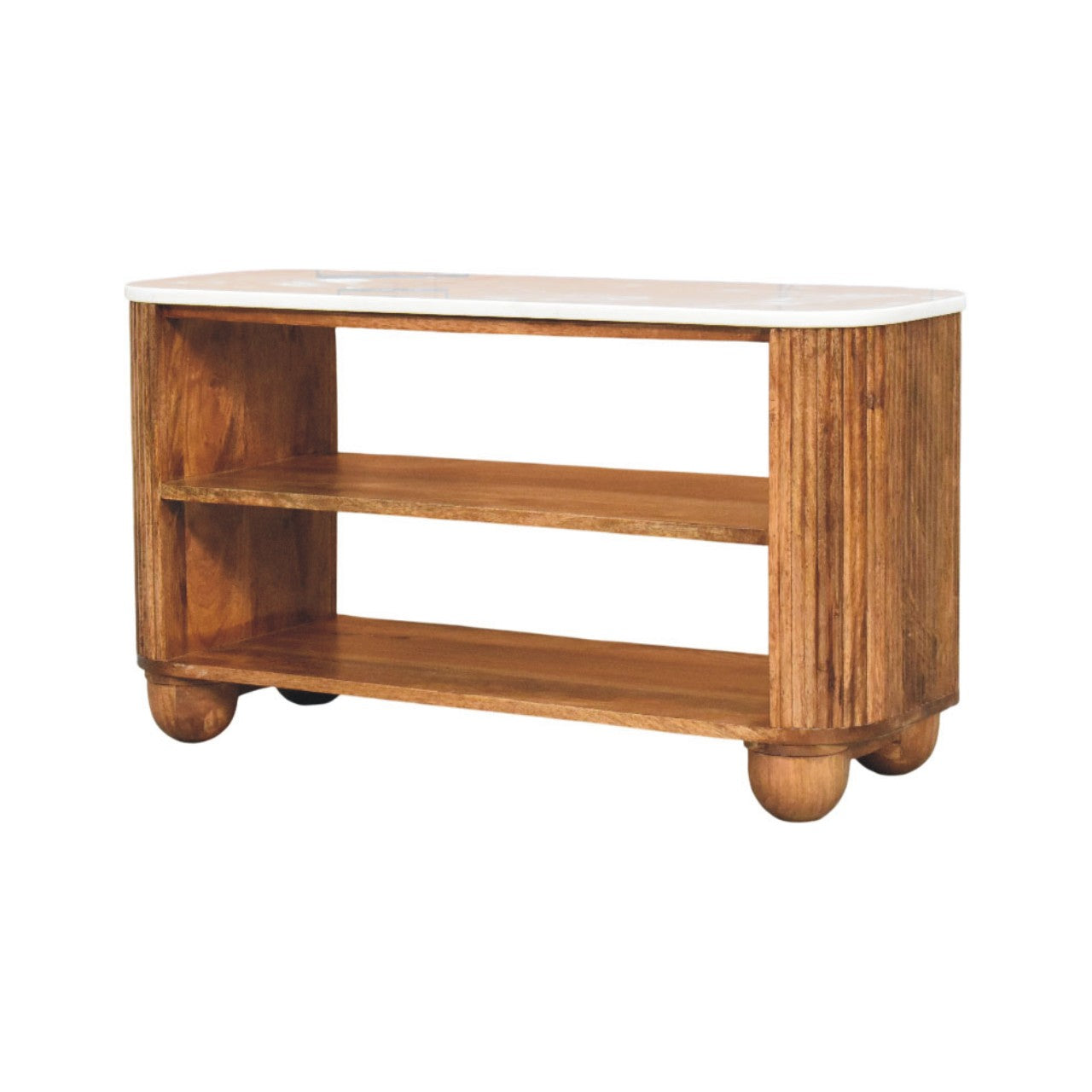 Beaumont Marble Shoe Bench | Solid Mango Wood