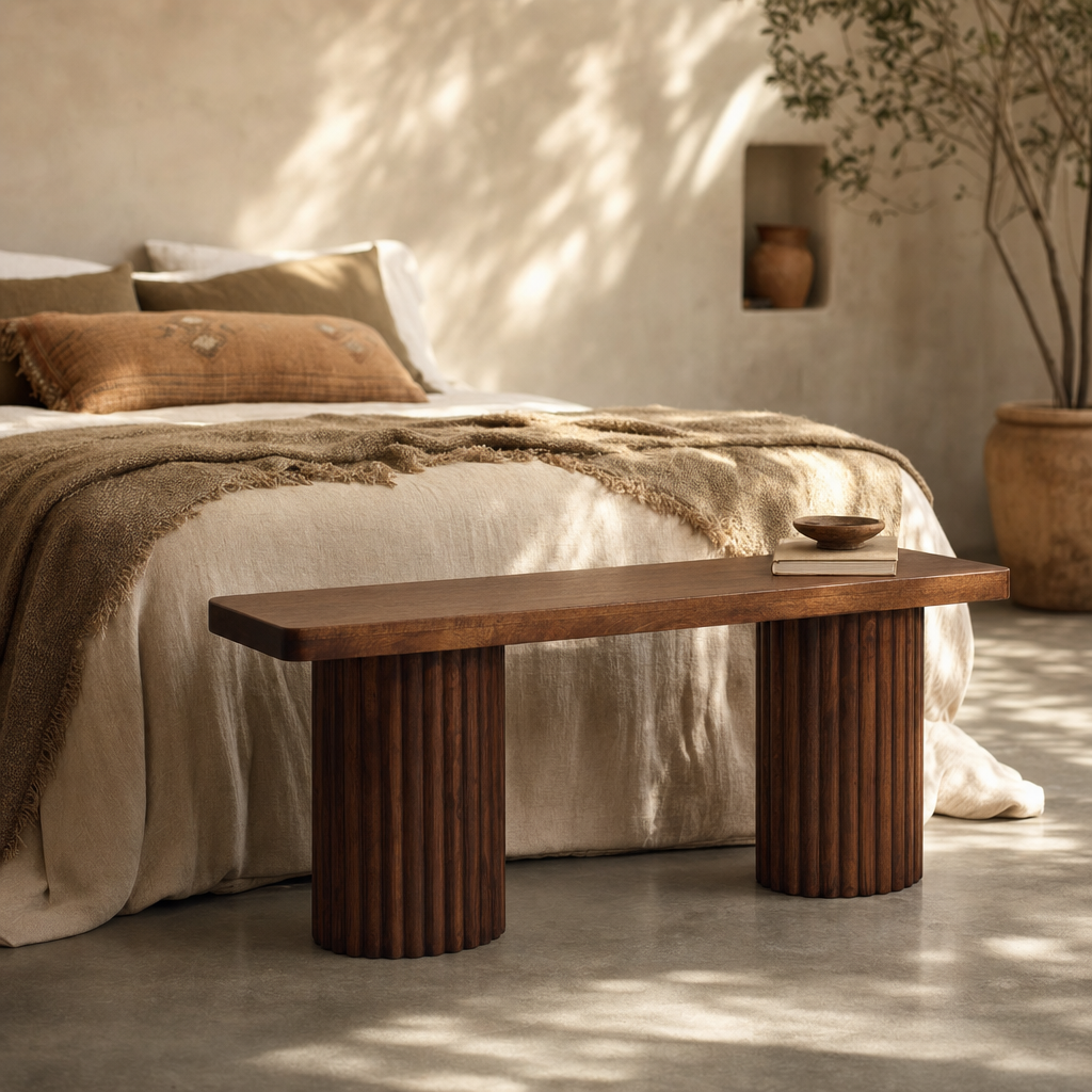 Astoria Fluted Bench | Solid Mango Wood