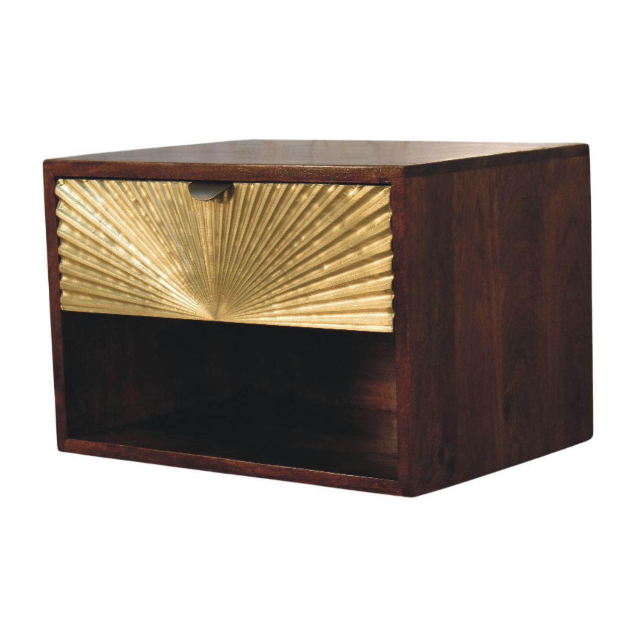 Sunburst Wall-Mounted Bedside Table | Solid Mango Wood