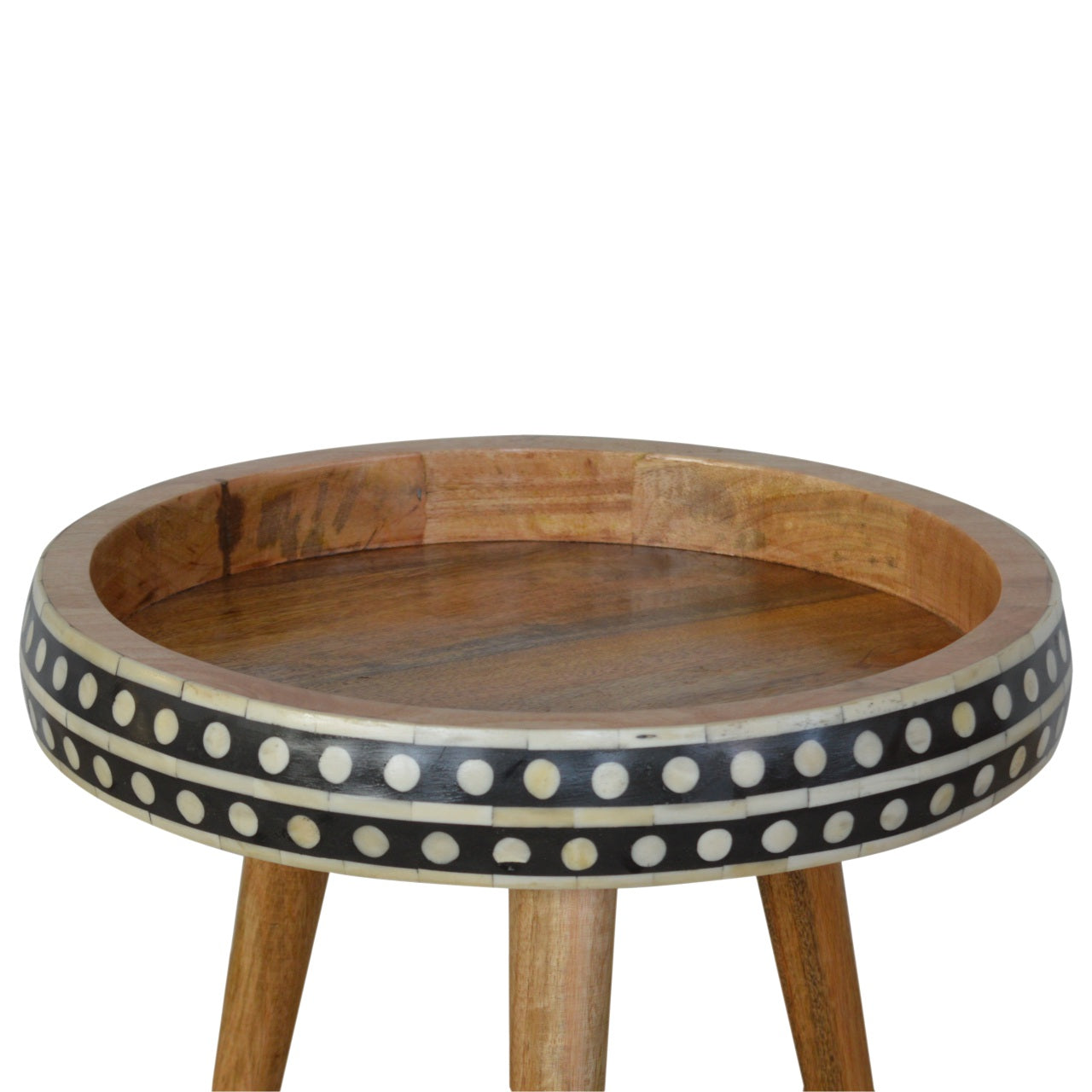 Small Dotted End Table | Solid Mango Wood