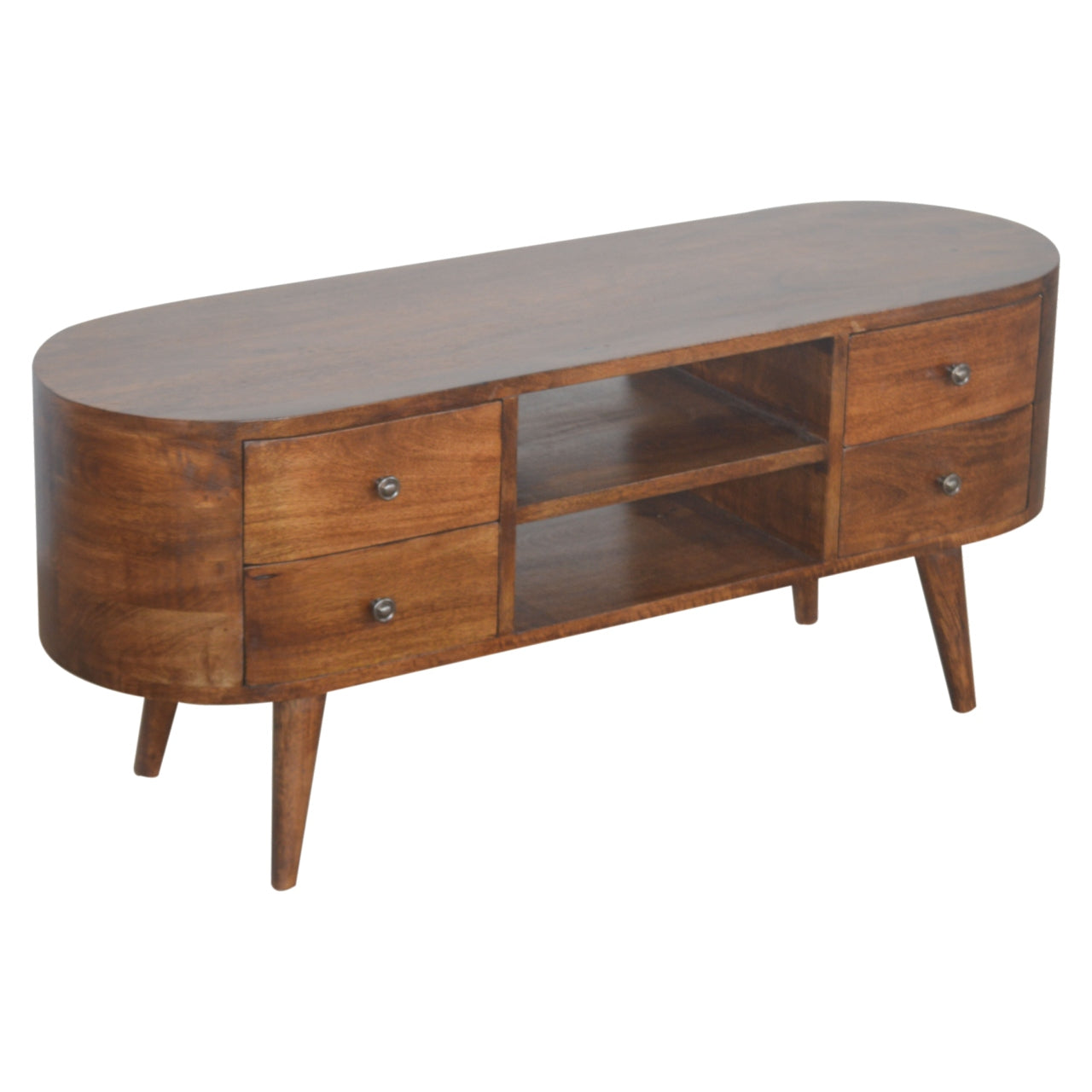 Chestnut Rounded Entertainment Unit | Solid Mango Wood
