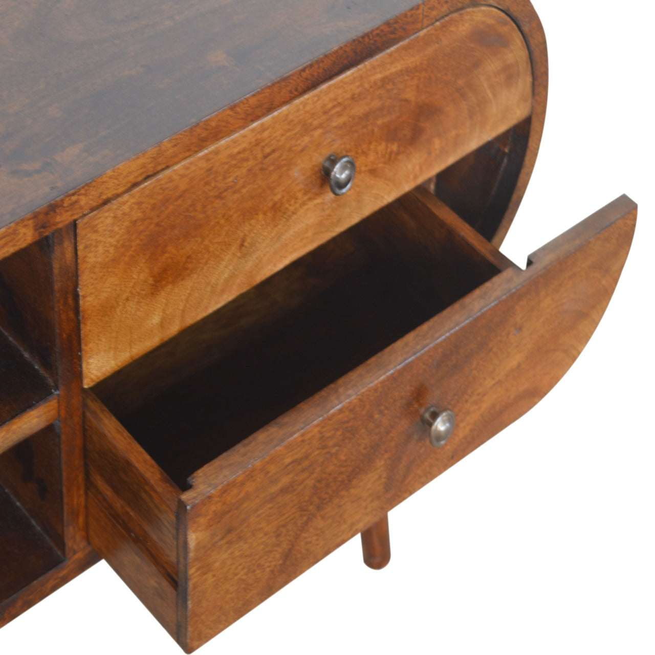 Chestnut Circular Media Unit | Solid Mango Wood