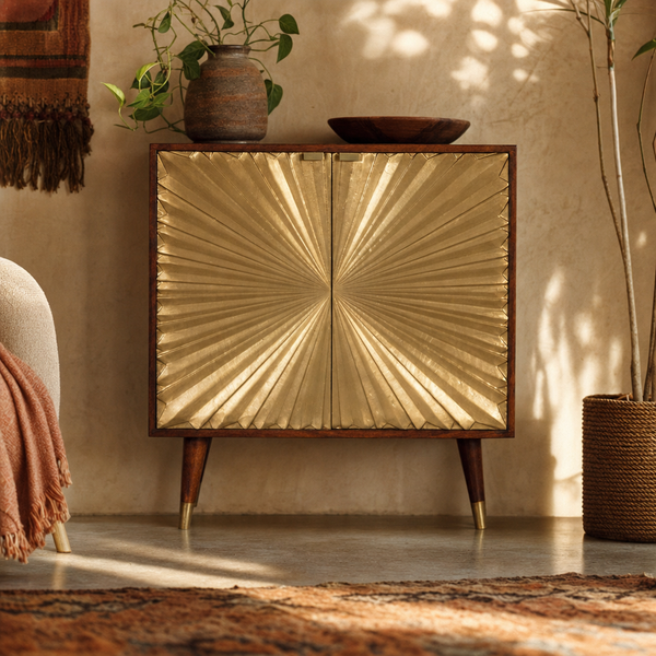Manila Gold Cabinet | Solid Mango Wood