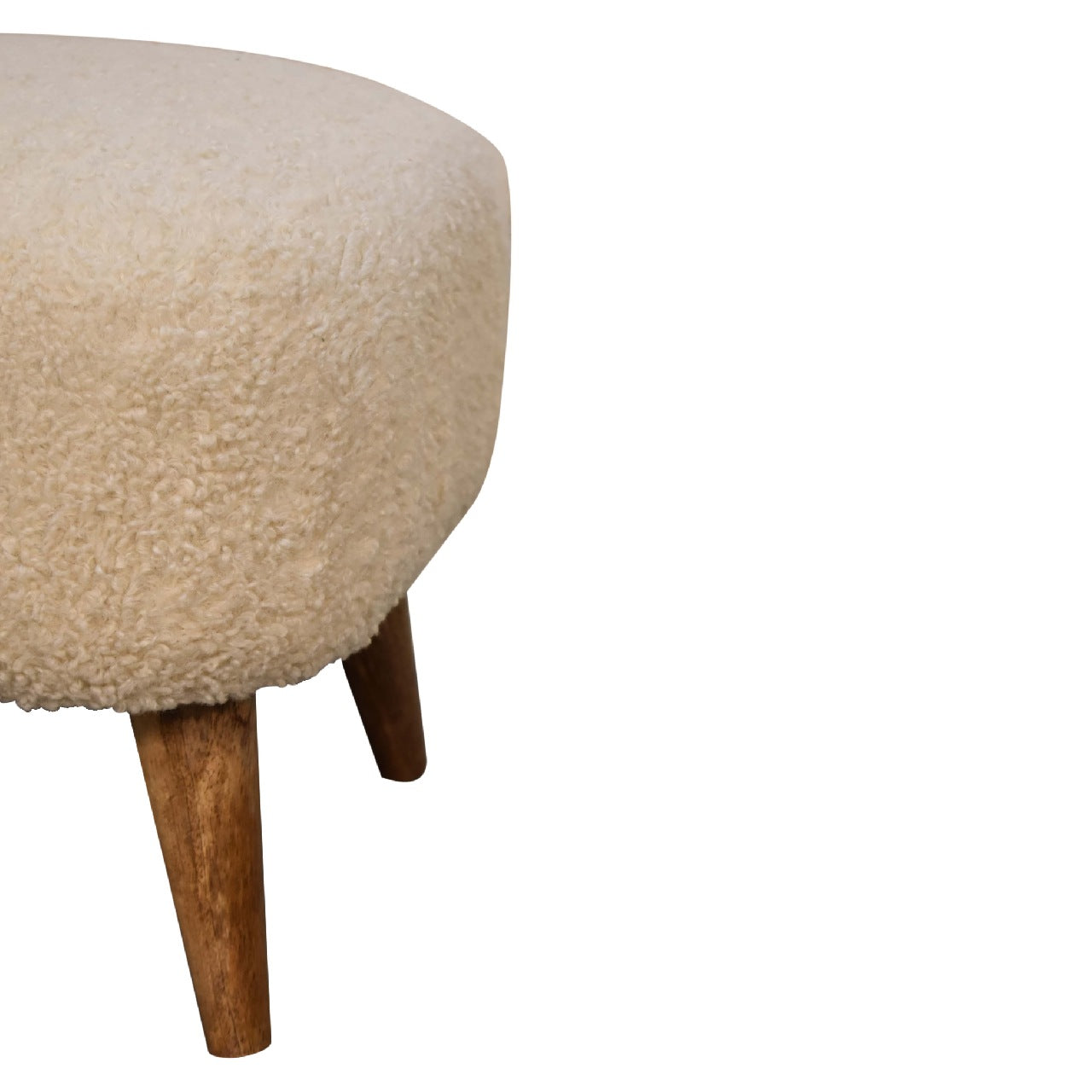 Boucle Cream Square Footstool — detail close-up