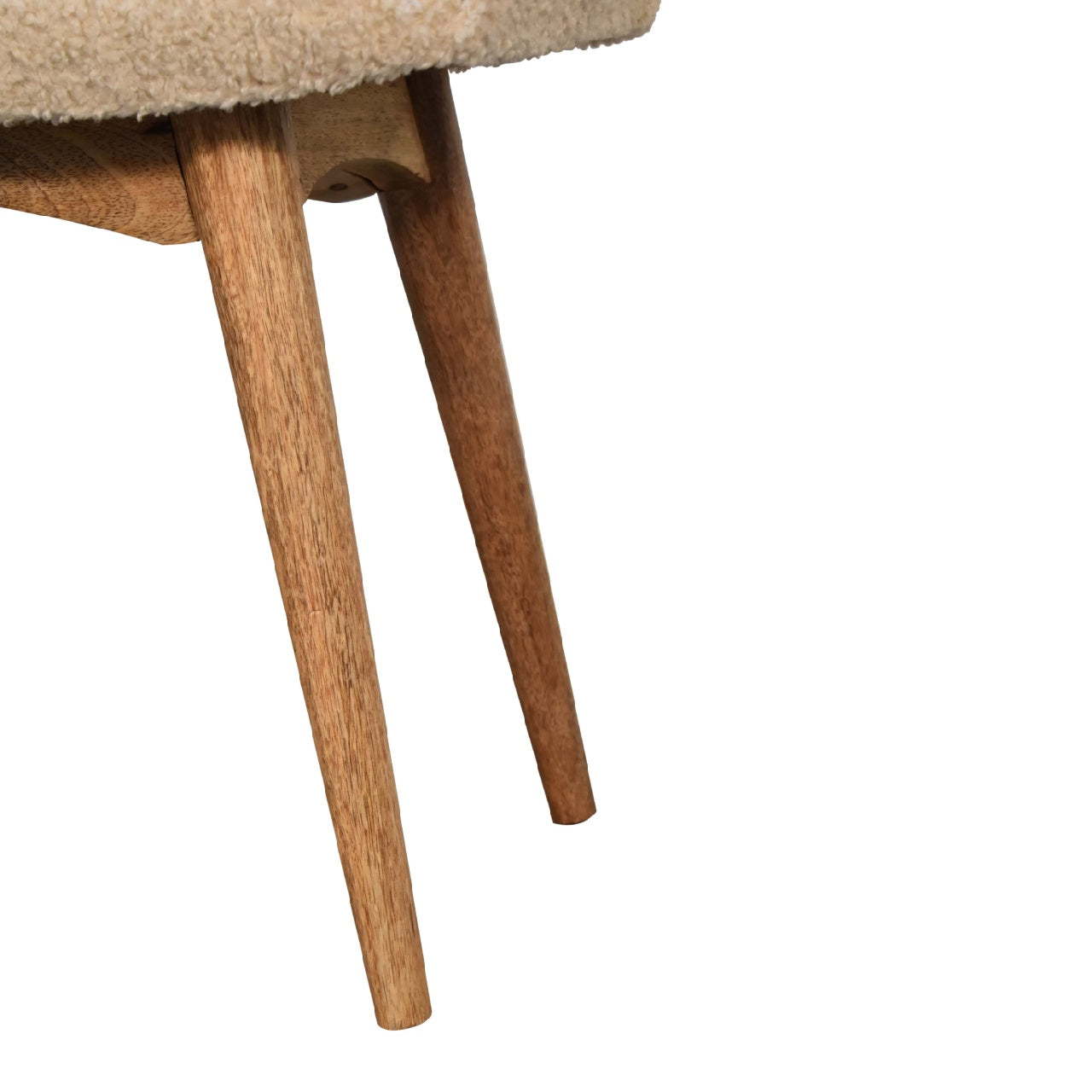 Boucle Cream Curved Bench | Solid Mango Wood