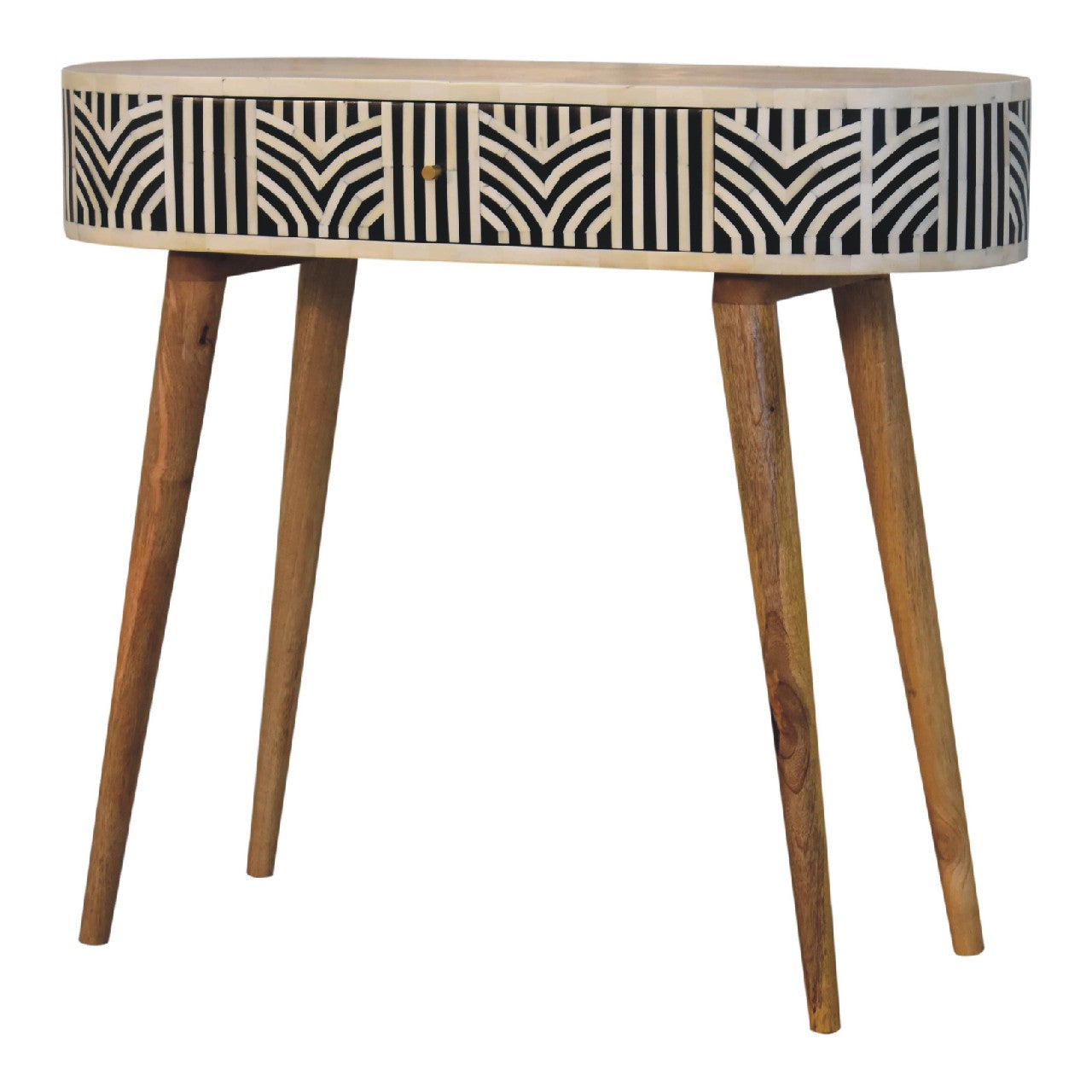 Edessa Bone Inlay Console Table — front three-quarter view