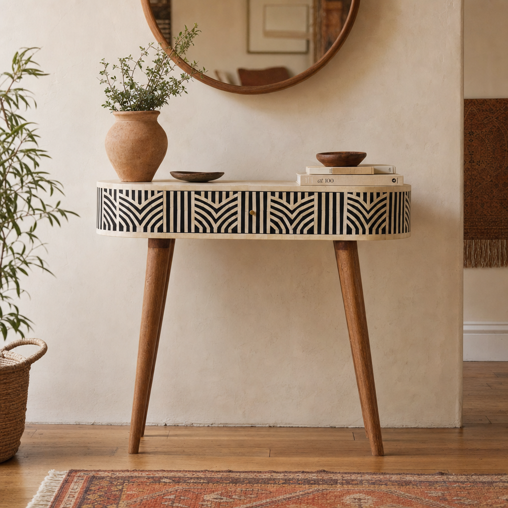 Edessa Bone Inlay Console Table — lifestyle photo