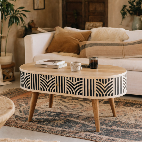 Edessa Bone Inlay Coffee Table | Solid Mango Wood