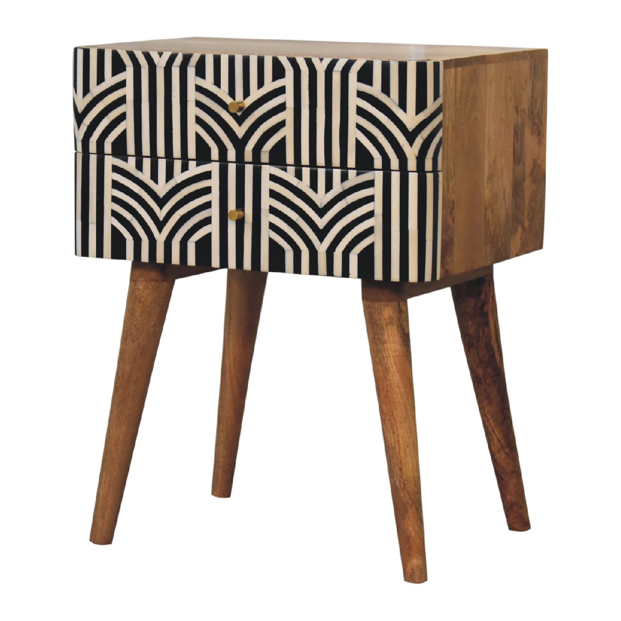 Edessa Bone Inlay nightstand | Solid Mango Wood