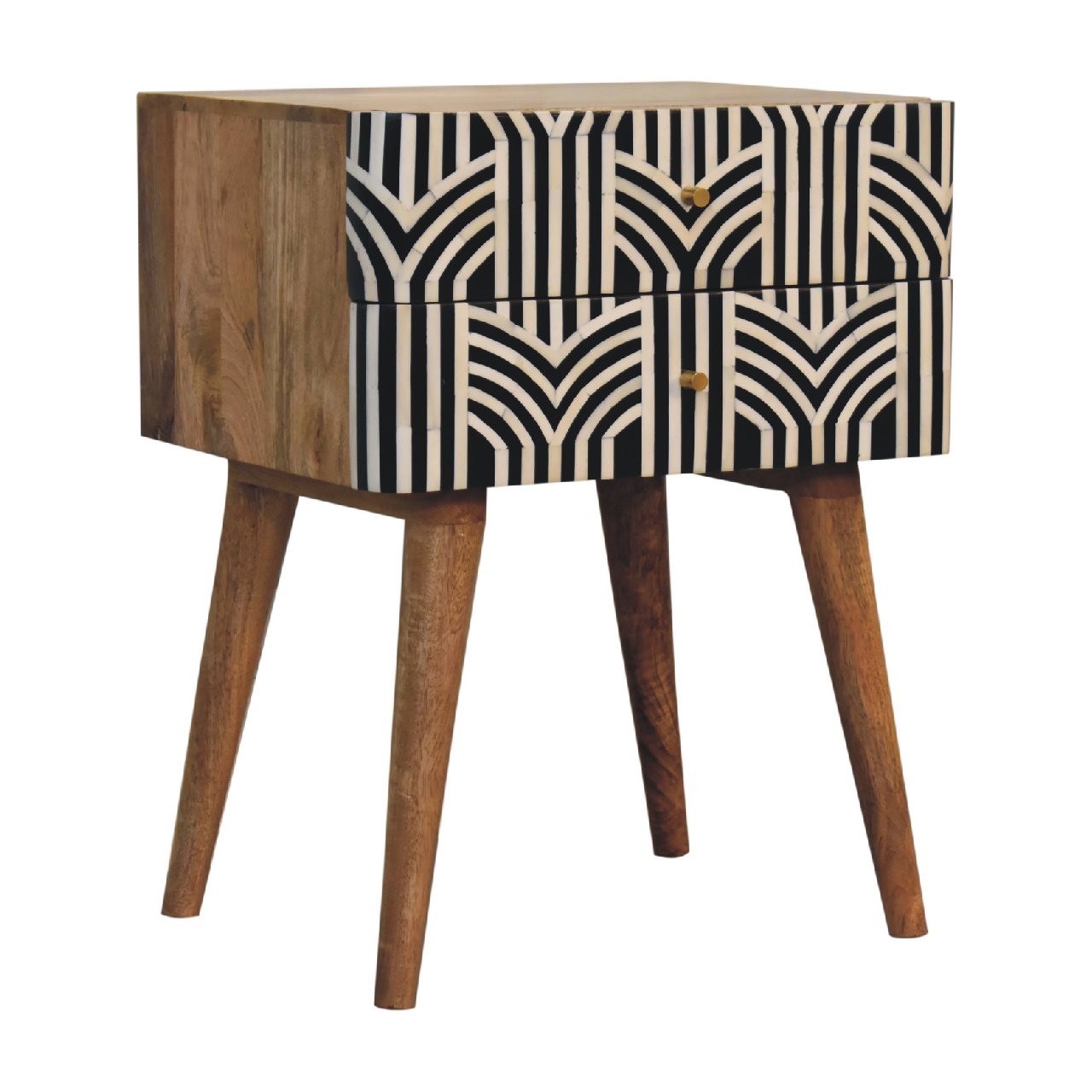 Edessa Bone Inlay nightstand — side angle