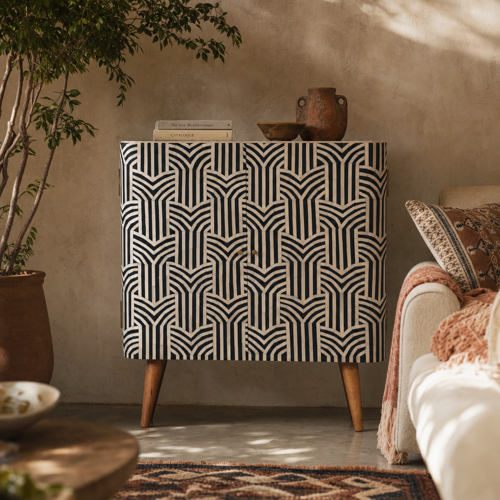 Edessa Bone Inlay Cabinet — lifestyle photo