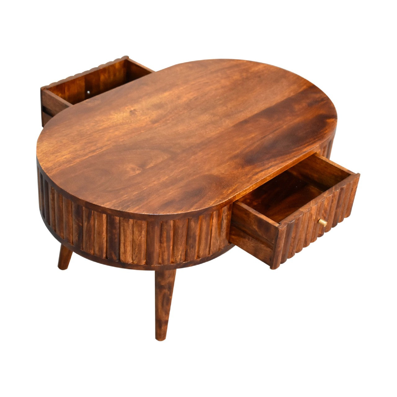 Stripe Chestnut Coffee Table — main view, handcrafted solid mango wood