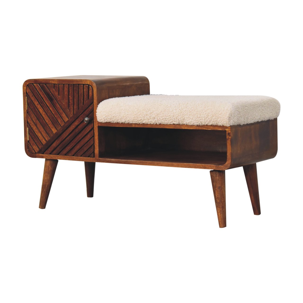 Boucle Carved Chestnut Telephone Table | Solid Mango Wood
