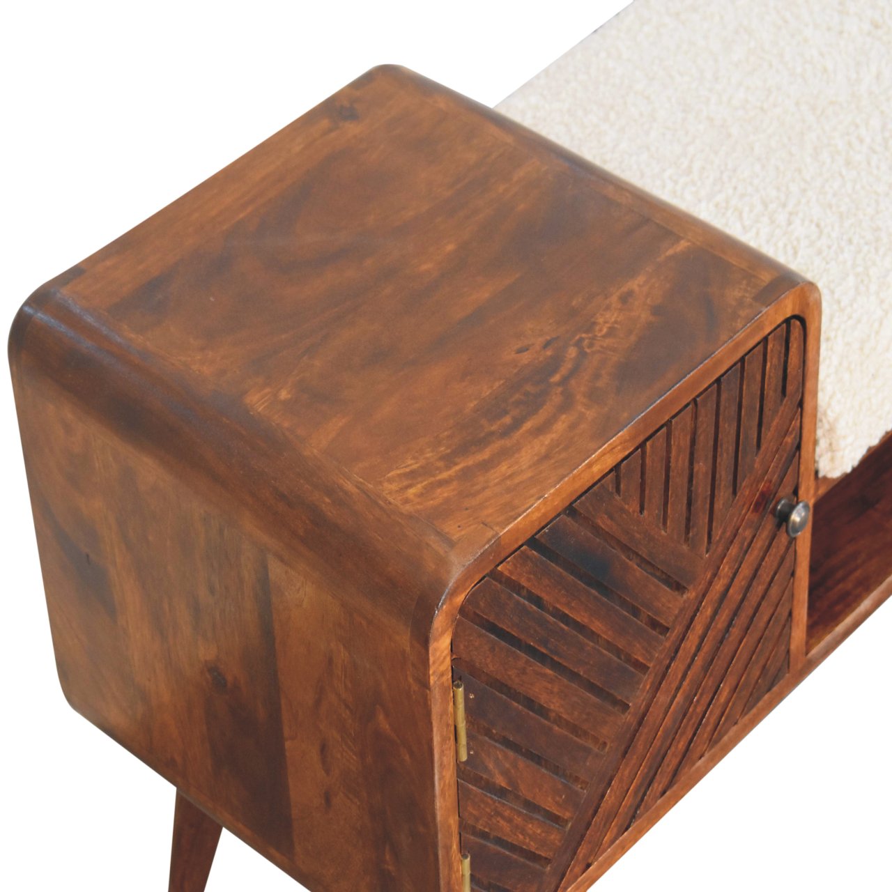 Boucle Carved Chestnut Telephone Table | Solid Mango Wood