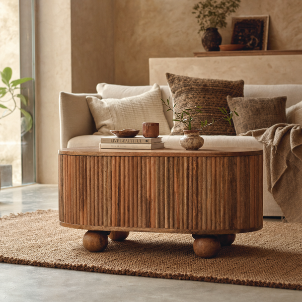 Soba Ball Lid-up Coffee Table | Solid Mango Wood