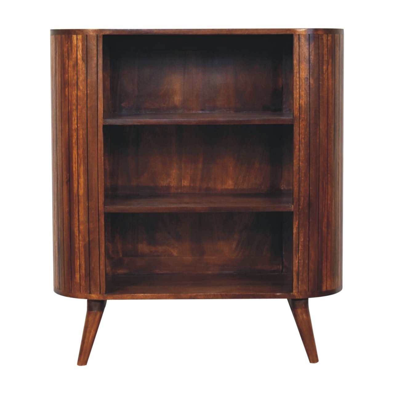 Cortez Chestnut Open Cabinet — main view, handcrafted solid mango wood